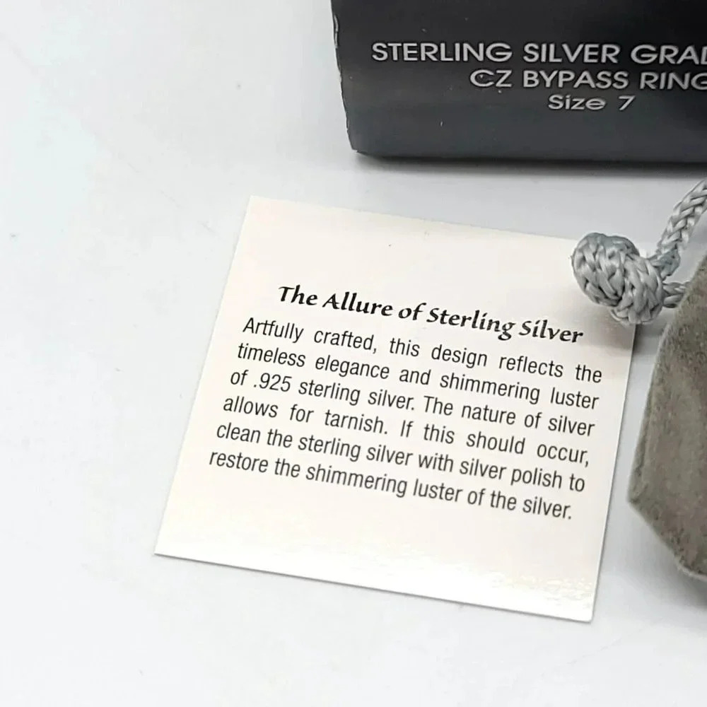 AVON Sterling Silver Graduated CZ Bypass Ring Embellished with CZ Size 7 NIB - Picture 2 of 5